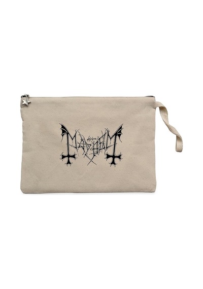 Mayhem Logo Text Krem Clutch Astarlı Cüzdan / El Çantası Krem