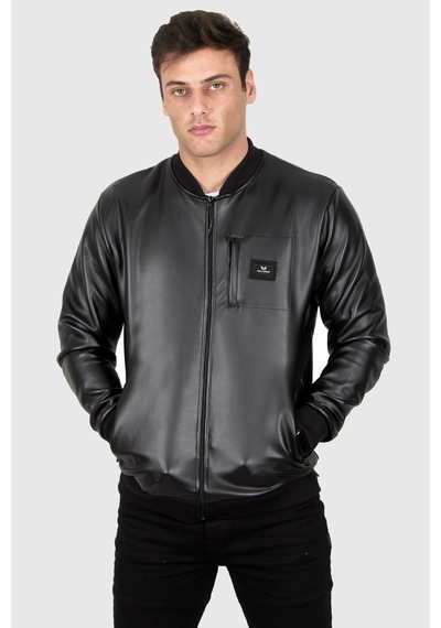 Rizzup Erkek Siyah Dar Kesim Suni Deri Spor Ceket Mont Kolej Yaka Astarsız Model 230206