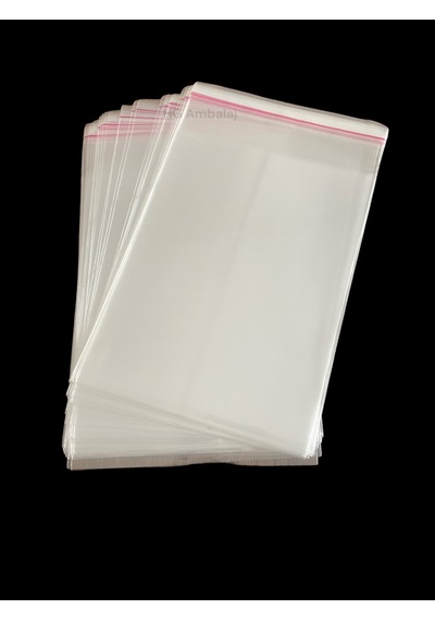 Hg Ambalaj 100 Adet 15x25 Cm Bantlı Yapışkanlı Şeffaf Opp Jelatin Poşet 15x20+5