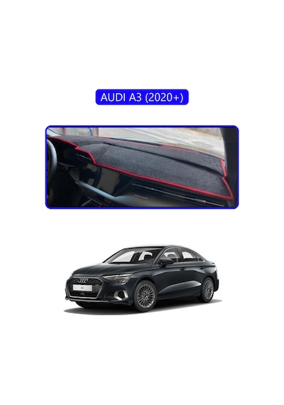 Audi A3 2020+ Torpido Koruma Halısı Mavi Kenar