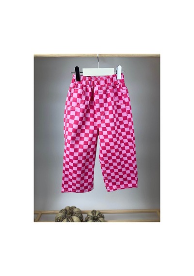 Poala Kids Damalı Ballon Jeans Pembe