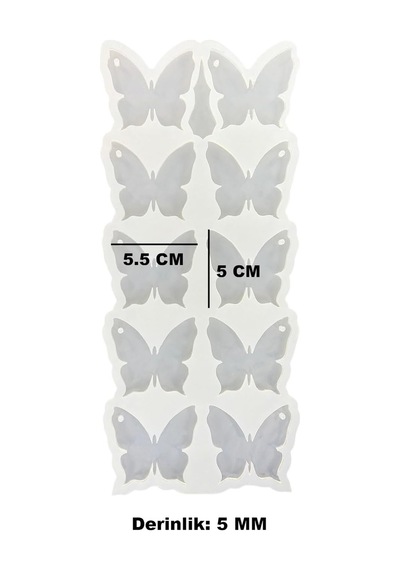Epoksi Reçine Silikon Kalıp Çoklu Kelebek Delikli Anahtarlık Kalıbı 5 Cm 10 Lu Diğer
