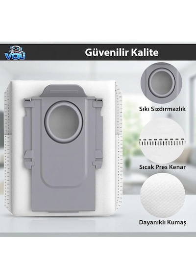Roborock Qrevo Curv , Q Revo C , Qrevo C Pro Robot Süpürge Toz Torbası 6 Adet Çöp Torbası