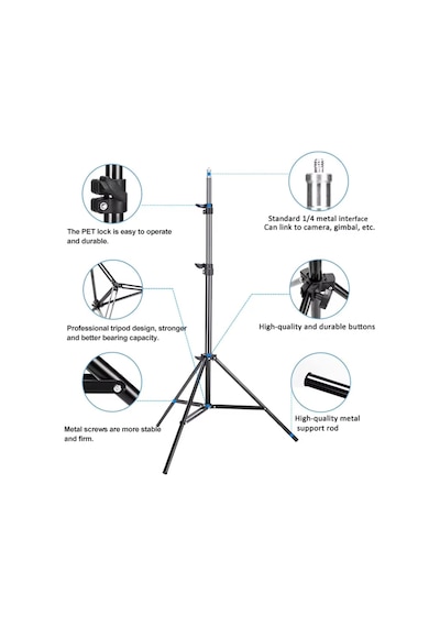 Ayrex Bluetooth Kumandalı Metal Tripod, 2 Metre Ayarlanabilir Yükseklik, 360 Derece Döner Başlıklı Telefon Tutucu, Genel