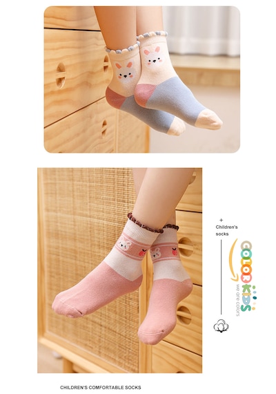 Color Socks 5 Çift Rabbit Desenli Esnek Günlük Çocuk Çorap Extra Soft Çok Renkli