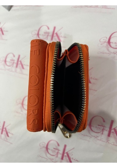 Gk Gamzelirenklerim Luxury Fashıon&accessorıes Kabartma Yazılı Cüzdan Mini- Çok Bölmeli Turuncu
