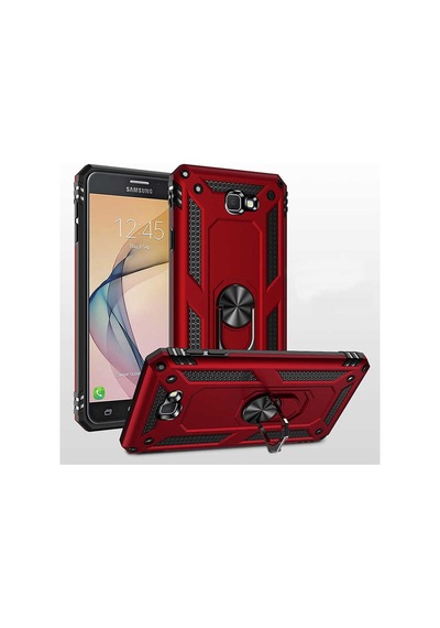 Samsung Galaxy Uyumlu J7 Prime Kılıf Sert Silikon Yüzüklü Stand Özellikli Kapak