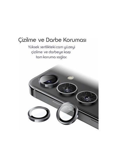 Samsung Galaxy A16 İçin Kolay Kurulum Aparatlı Kamera Lens Koruyucu 9h Temperli Cam Hd Görüntü Darbelere Karşı A16 Koruyucu Alüminyum Alaşım Çerçeve A16 Kamera Koruması Siyah
