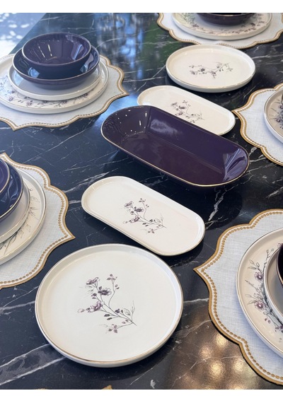 27 Parça 6 Kişilik Modern Lavander Yemek Takımı-4238 Mürdüm