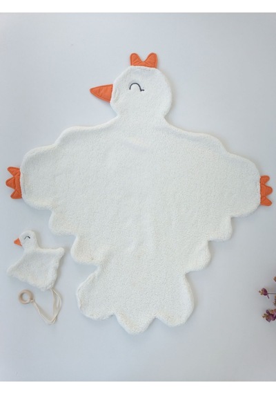 Kışlık Wellsoft Peluş Kuzu Kumaş Bebek Battaniyesi- Çok Amaçlı Minik Kuş Bebek Örtüsü -120x120cm Btn10257 Ekru
