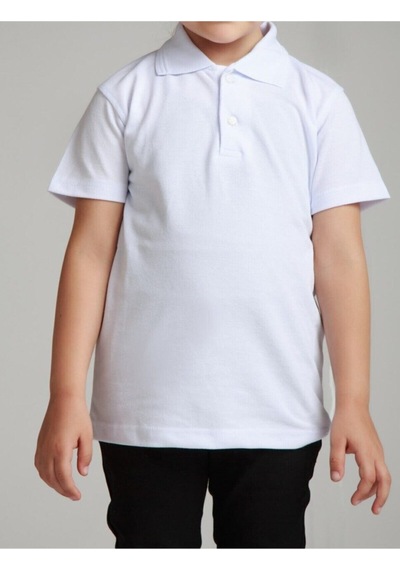 Nacar Store Kız Çocuk Polo Yaka Kısa Kol Okul T-shirt Beyaz