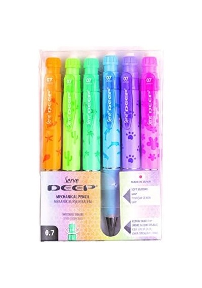 Deep Mekanik Kurşun Kalem Pastel Doğa Serisi 0.7 Mm 6'lı Set Çok Renkli