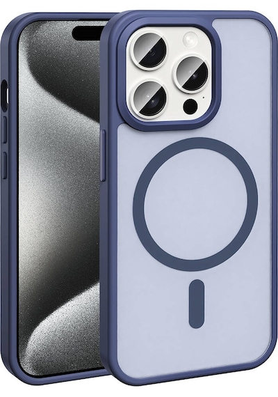 Rba Aksesuar Apple Uyumlu iPhone 15 Pro Kılıf M-safe Şarj Özellikli Mat Arka Yüzey Rba Sio Kapak - Lacivert Lacivert