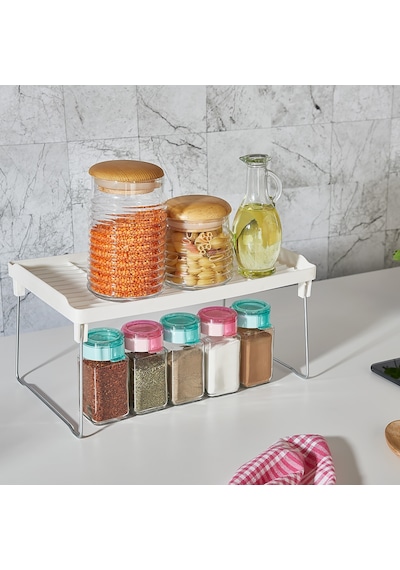 Organizer Beyaz Izgaralı Ayaklı Mega Dolap Içi Raf 8105