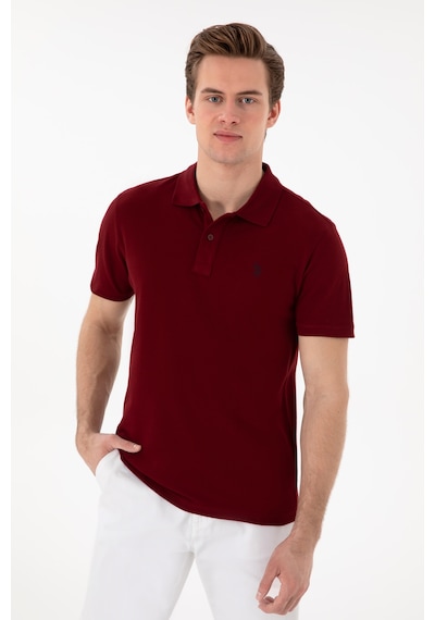 U.S. Polo Assn. Erkek Slim Fit Polo Yaka Bordo Basic Tişört 50297984-VR177