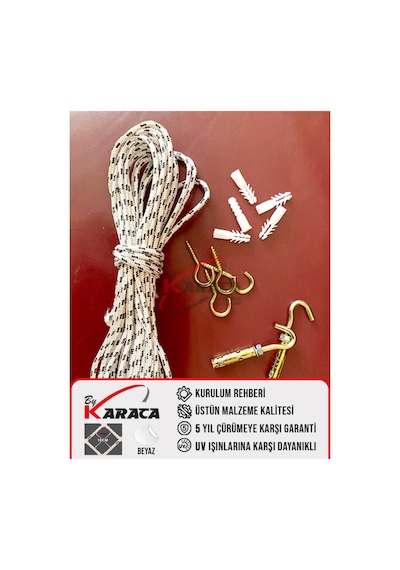 2x4 Mt Balkon Çocuk Güvenlik Filesi -6mm Kalınlık, 10x10 Gözenek + Montaj Aparatları-çelik Dubel