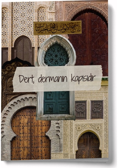 Sufi Serisi 10 Dert, Dermanın Kapısıdır A6 Çizgili Mini Defter Not Defteri Çok Renkli