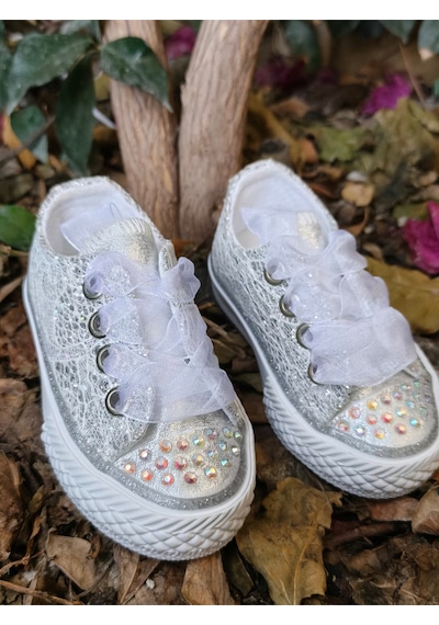 Scarpe Magiche Kristal Prenses Spor Ayakkabı 31-35 Numara Arası Işıksızdır Gümüş