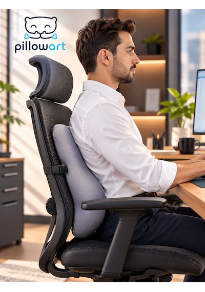 Pillowart Ortopedik Visco Sırt Bel Destek Minderi Anatomik Lomber Omurga Destekli Ergonomik Bel Yastığı