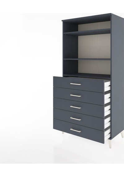 Hyperion Dolap 3 Raflı 5 Çekmeceli 88x44x182 Antrasit-antrasit Antrasit