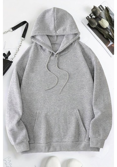 Whales Baskılı Oversize Sweatshirt Gri