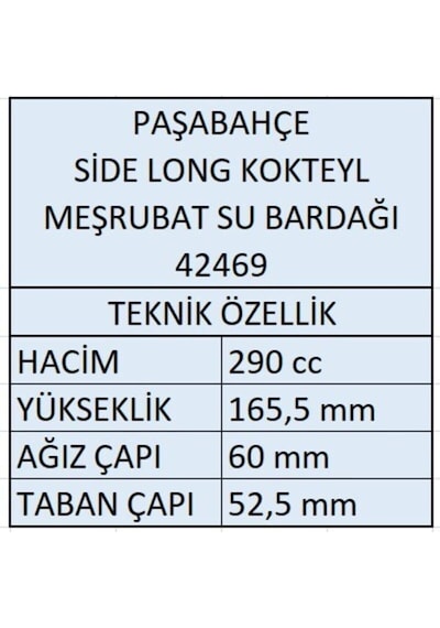 42469 Side Long Kokteyl Meşrubat Su Bardağı 12 Adet Kokteyl Votka Bardağı Beyaz