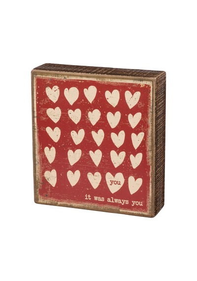 Lexroo 34732 Rustik Esinlenmiş Ahşap Kutu Tabelası, 15 X 15 Cm, It Was Always You Standart