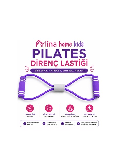 Pilates Direnç Lastiği Yoga Squat Egzersiz Aleti El Kol Kas Güçlendirme Aparatı Mor