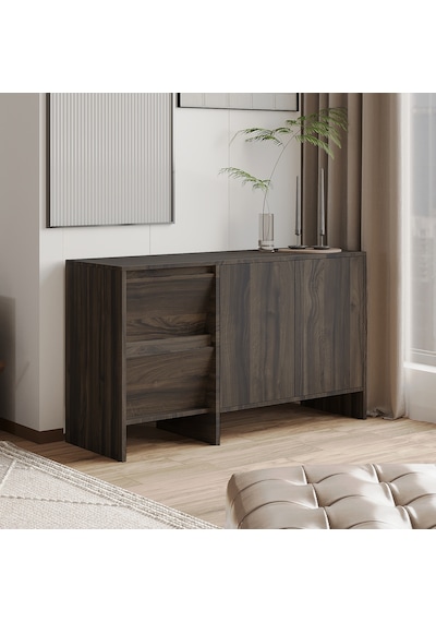 Laris 130 Cm Modern Konsol 4 Kapaklı, Yüksek Ayaklı, Minimalist Tasarım Ceviz