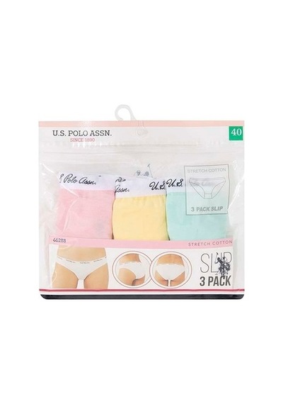 U.S. Polo Assn. Kadın Mercan - Neon Yeşil - Turkuaz   3 Lü Slip 66288 Yeşil