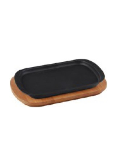 Lava Ahşap Altlıklı Döküm Demir Servis Tabağı 32X20 CM