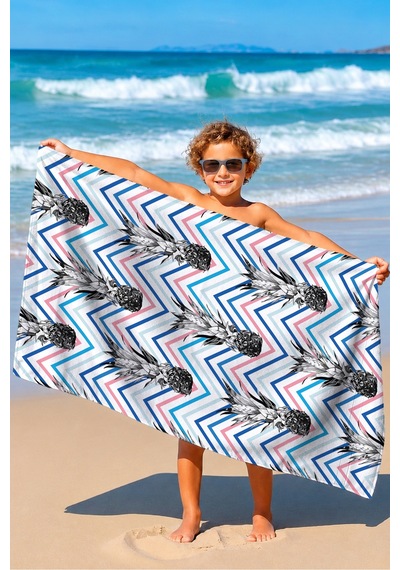 Ananas Tropikal Zigzag Plaj Havlusu-modern Marine Pastel Havuz Deniz Hızlı Kuruyan Mikrofiber Havlu Kumlu İncisi