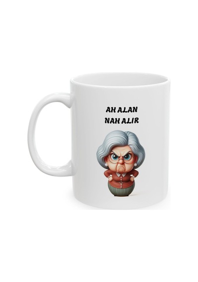 Ah Alan Nah Alır Baskılı Porselen Beyaz Lüks Kupa Bardak Beyaz