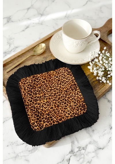 Leopar Şıklığı Saçaklı Sunum Peçetesi - Egzotik Lüks Bohem Siyah Kahverengi Bardak Altlığı Mendil Sisli Zeytin Yeşili Leopar Şıklığı Saçaklı Sunum Peçetesi - Egzotik Lüks Bohem Siyah Kahverengi Bardak Altlığı Mendil Sisli Zeytin Yeşili