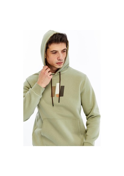 AR-MA Arma Erkek Kapüşonlu Sweatshirt Kanguru Cepli, 3 İplik Şardonlu, Regular Fit, %70 Pamuk %30 Polyester K30254628502 Yeşil