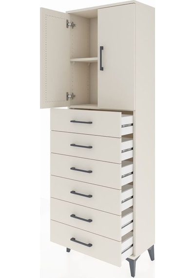 Arges Dolap 2 Raflı 6 Çekmeceli 2 Kapaklı 60x30x182 Aytaşı-ay... Aytaşı