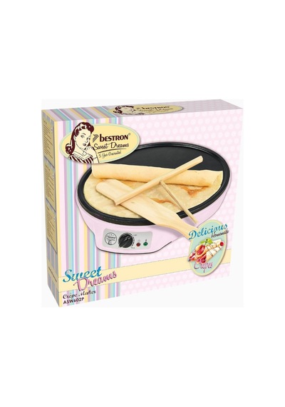 Bestron Retro 30 Cm Lüks Crepe Maker 1000w Profesyonel Performans Elektrikli Tencere/tavalar Pembe