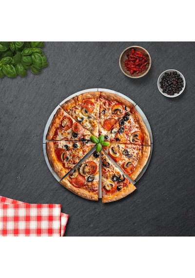 Decorita Mottolu Pizza Servis Tabağı|Supreme Mermer|Çap32cm