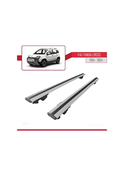 Fiat Panda Cross 2014 Ve Sonrası İle Uyumlu Hook Model Anahtar Kilitli Ara Atkı Tavan Barı Gri