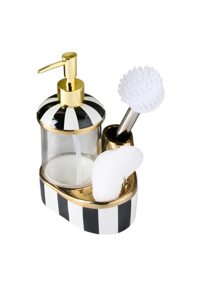 Cam Hazneli Porselen Mutfak Set Sıvı Sabunluk Çizgili 350ml 40099 Diğer