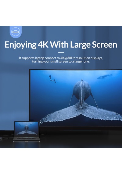 Orico 8 Portlu USB 3.0 100W RJ45 1000Mbps HDMI TF/SD Kart Okuyucu Çoklayıcı Gri