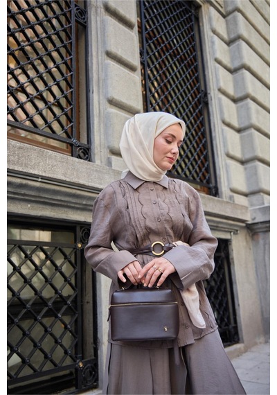Silk Home Monogram Pamuk İpek Eşarp 130001-14 krem