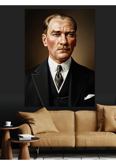 Ahşap Tablo Gerçekçi Atatürk Yüzü Portresi