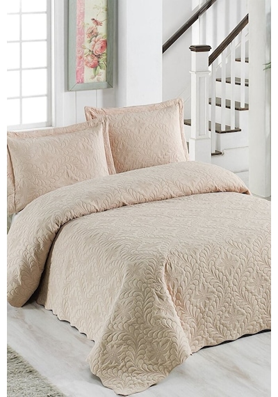 Ivy Cappuccino Çift Kişilik Microfiber Kapitone Yatak Örtüsü