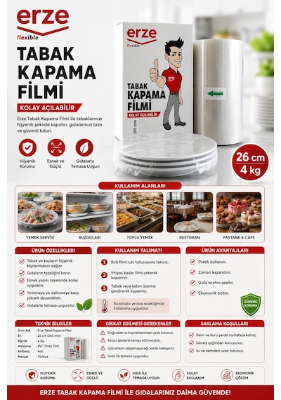 Erze Tabak Kapama Filmi Bob Streç 26 Cm 4 Kg