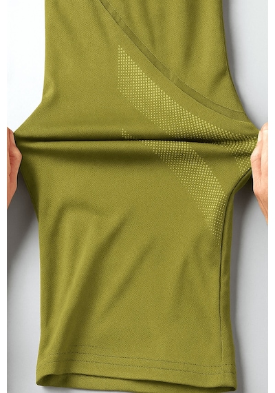 Genius Store Erkek Spor Tişört Antreman Gym Polyester Erkek Sporcu T-shirt Şeritli-tişört Haki