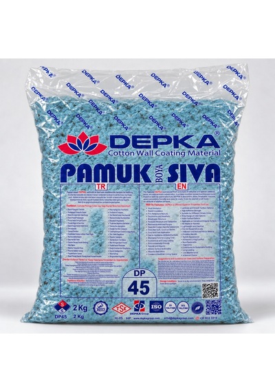 Depka Pamuk Sıva Dp45 2 Kg 7-8 M² İpek Sıva Alternatifi Isı Ve Ses Yalıtımlı Dekoratif Sıva