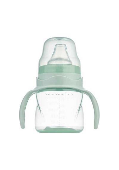 Mamajoo Antikolik Akıtmaz Alıştırma Bardağı 160 ML & İkili Ergonmik Beslenme Kaşığı - Powder Green