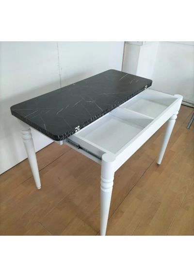 110 X 45 Katlanır Masa Siyah Mermer Desen