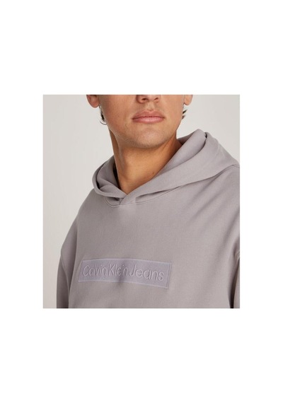 Calvin Klein Embroıdered Box Hood, Pcr Gri Erkek Hoodie